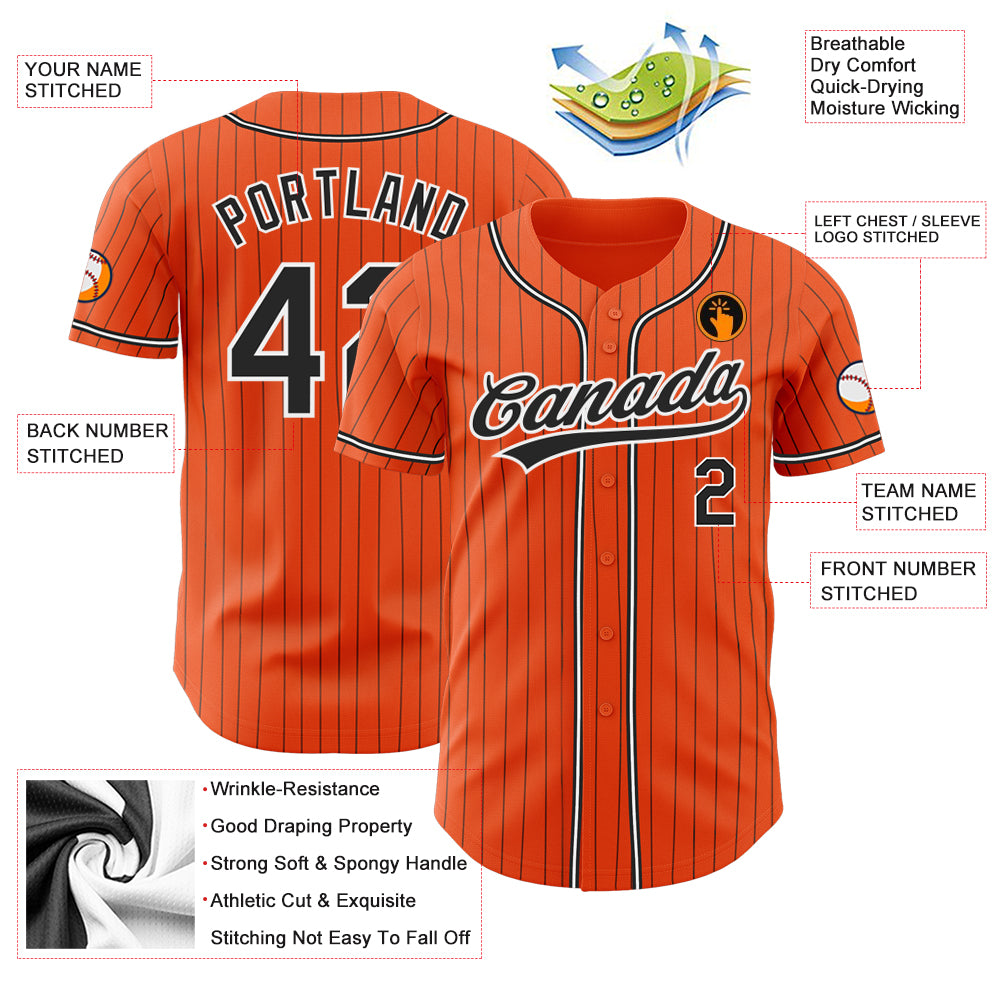 Custom Orange Black-White Baseball Jersey – CustomJerseysPro