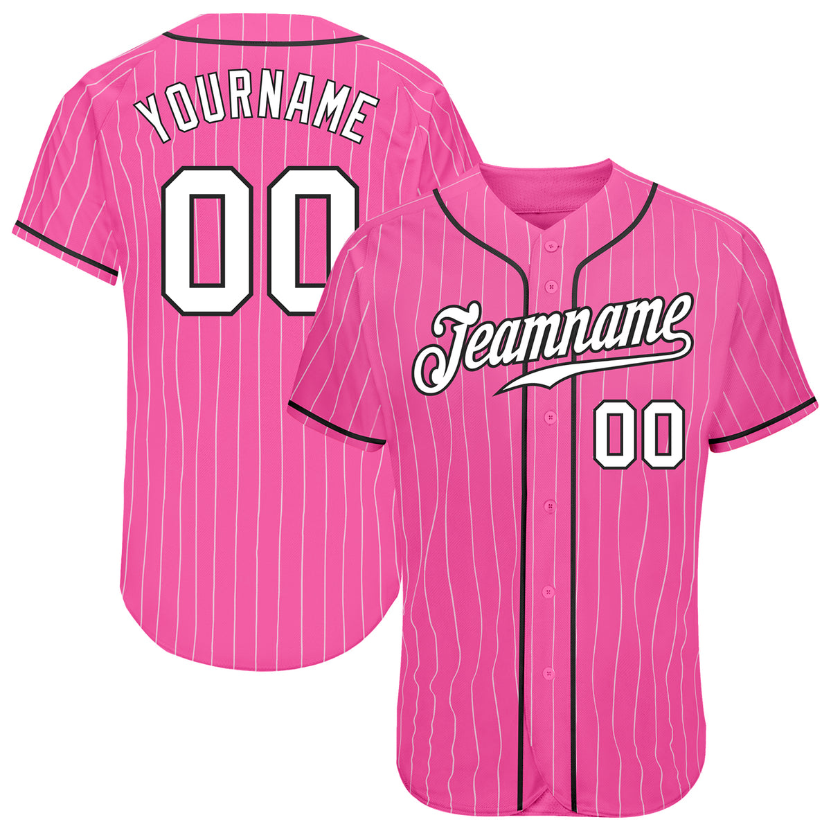Custom Grey White Pinstripe Pink Baseball Jerseys For Men & Women  JN10821_9487