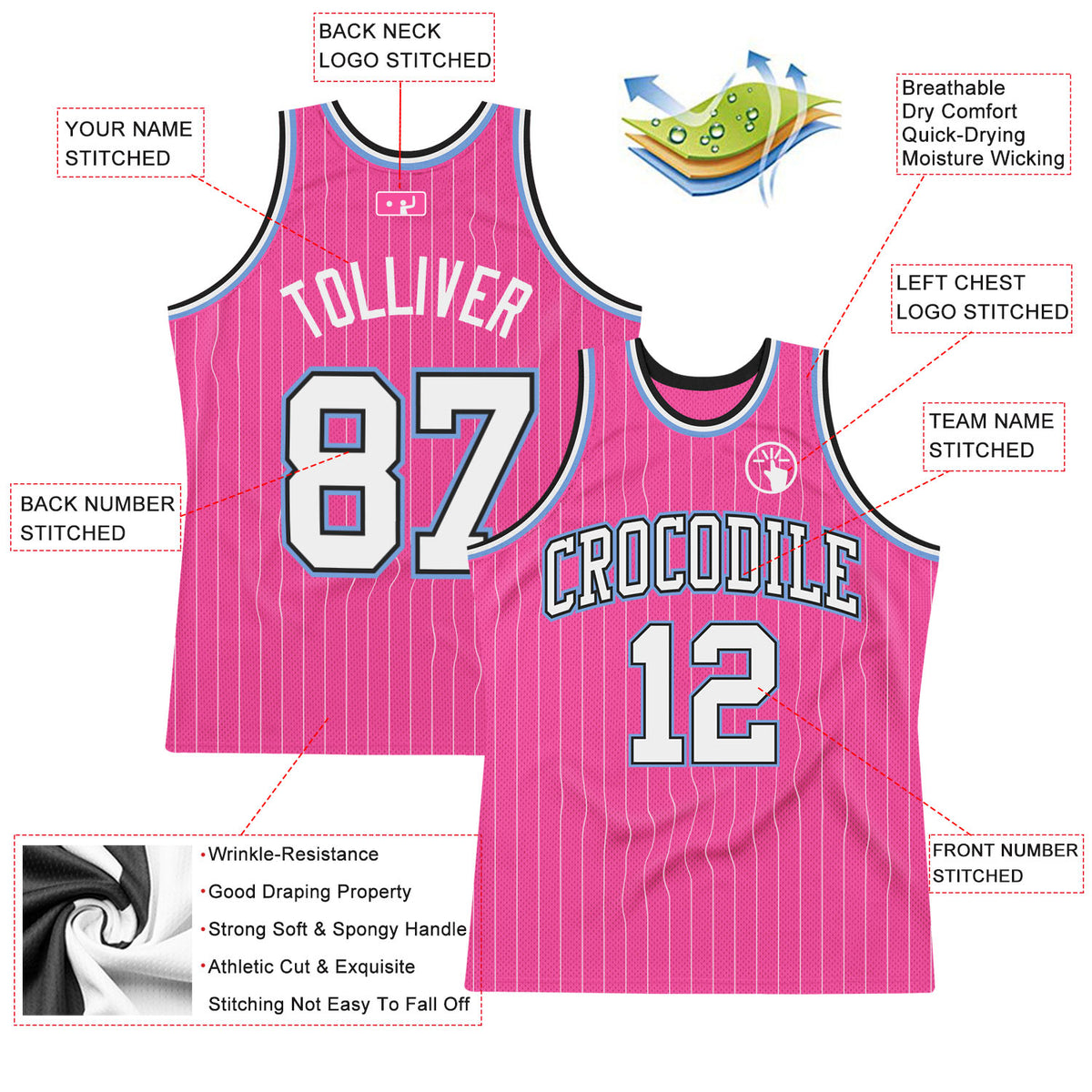 Cheap Custom Light Pink White-Black Authentic Throwback Basketball Jersey  Free Shipping – CustomJerseysPro