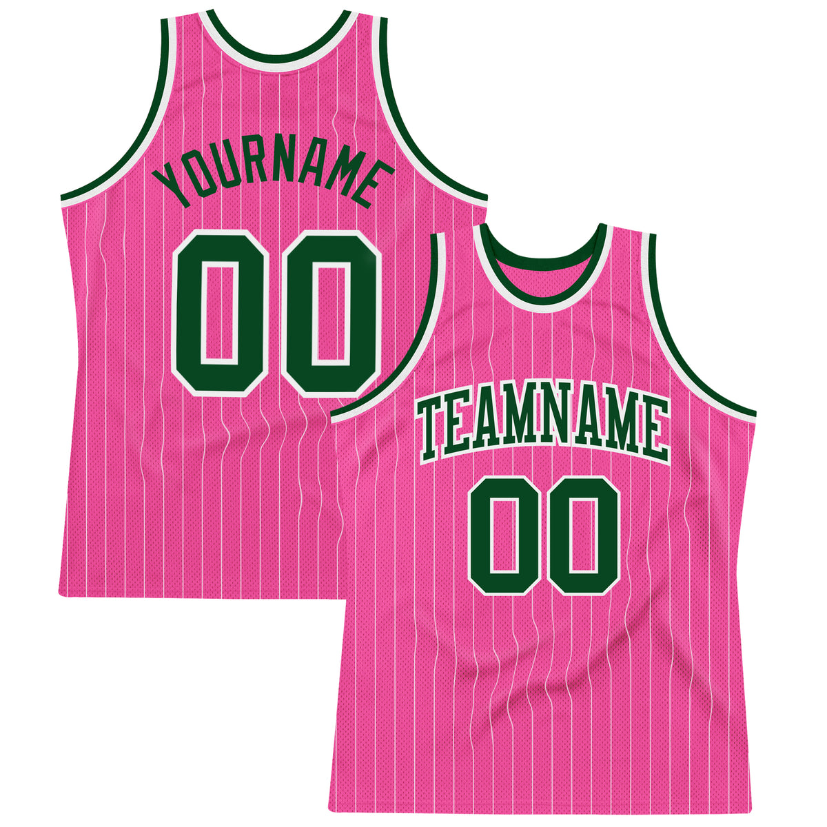 Custom Hunter Green White Pinstripe White-Red Authentic Basketball Jersey  Discount