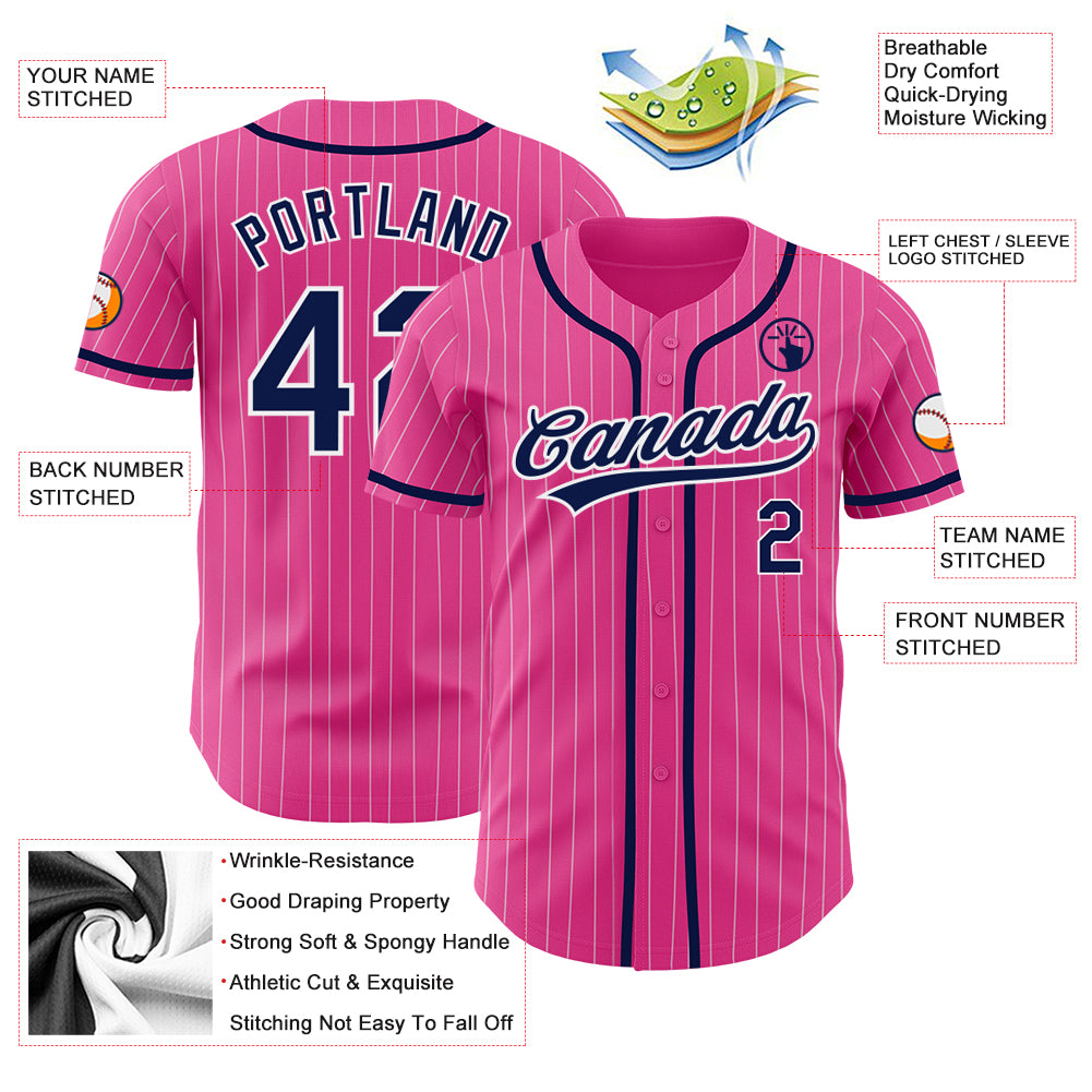 Cheap Custom Navy Light Blue Pinstripe Pink Authentic Baseball Jersey Free  Shipping – CustomJerseysPro