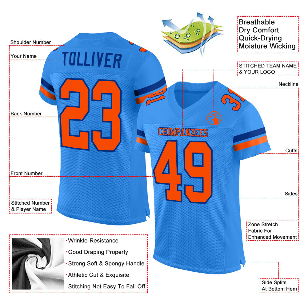 Cheap Custom White Light Blue-Royal Mesh Authentic Football Jersey Free  Shipping – CustomJerseysPro