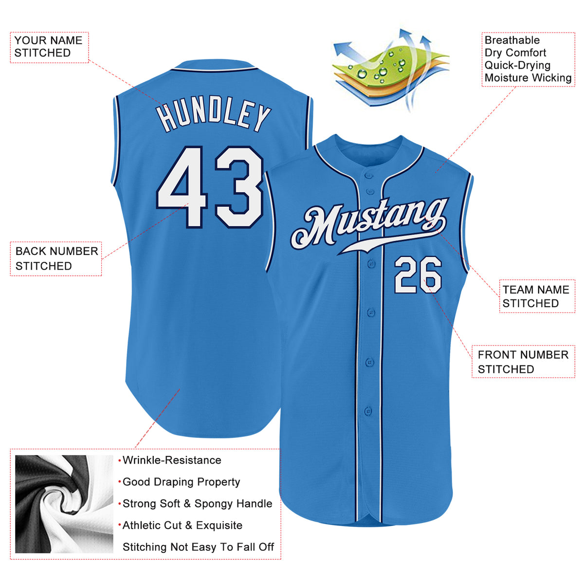 Cheap Custom Black Light Blue-White Authentic Sleeveless Baseball Jersey  Free Shipping – CustomJerseysPro