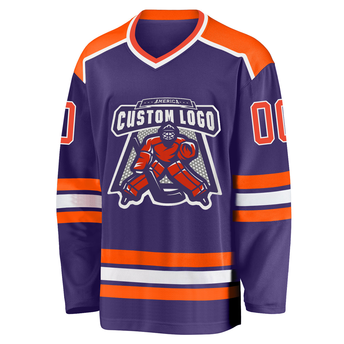 Custom Hockey Jersey White Orange-Purple Hockey Lace Neck Jersey Men's Size:L