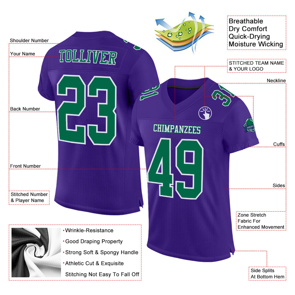 Cheap Custom Purple White-Kelly Green Mesh Authentic Football