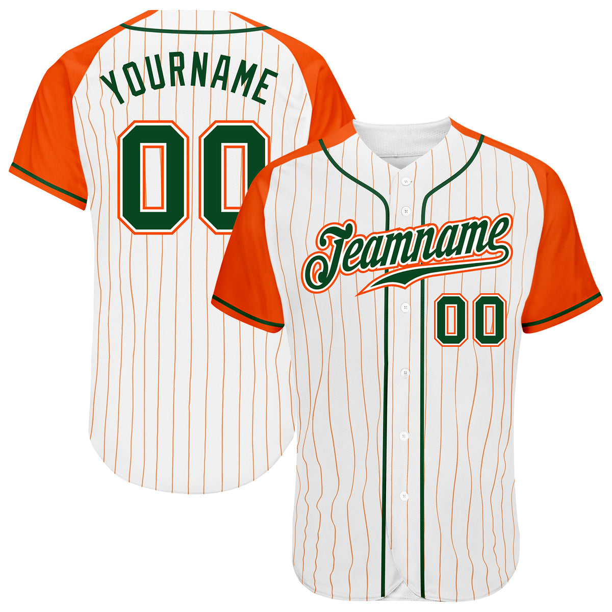 Cheap Custom White Green Pinstripe Green-Orange Authentic Baseball