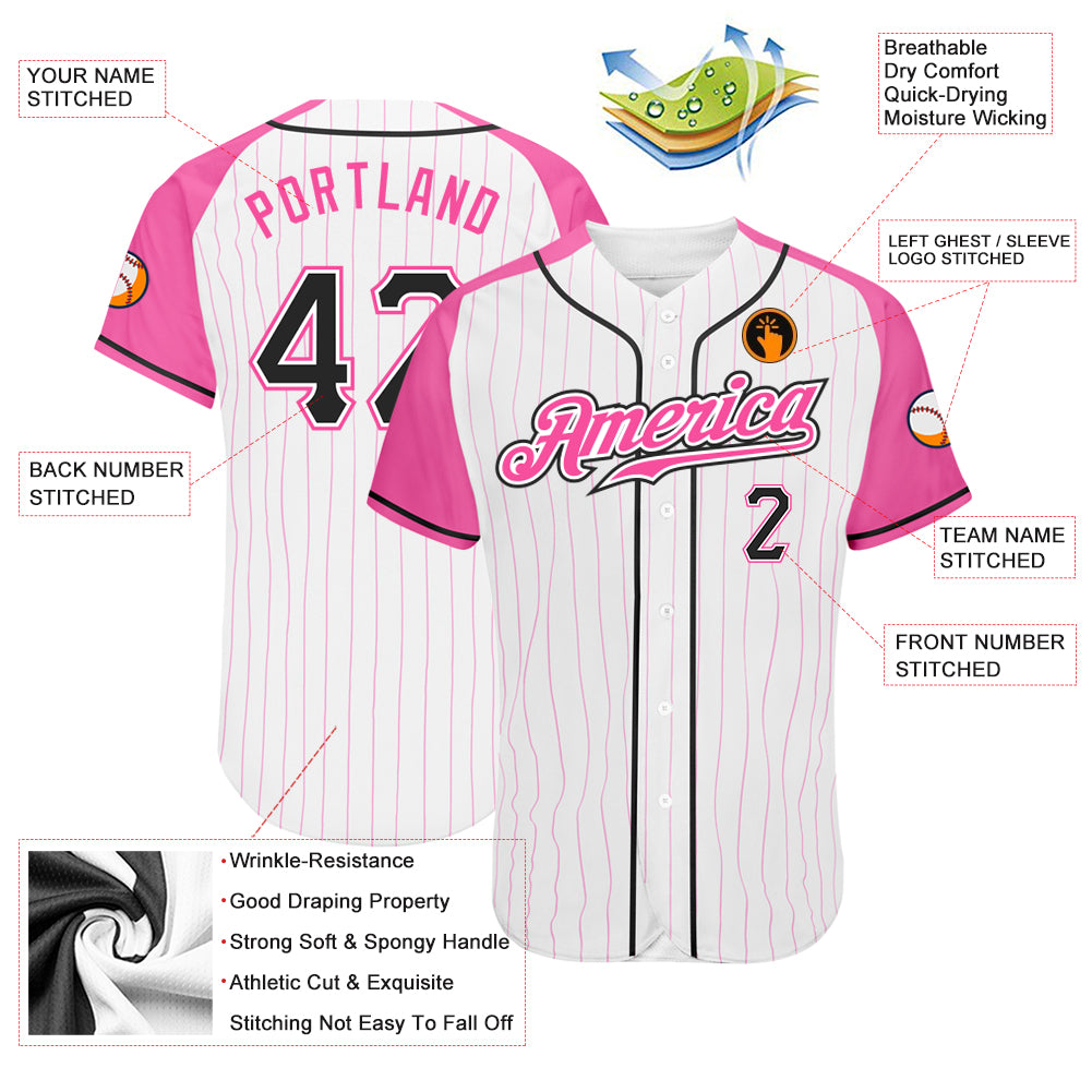 Custom Logo Name Number Pink Pinstripe Baseball Jersey