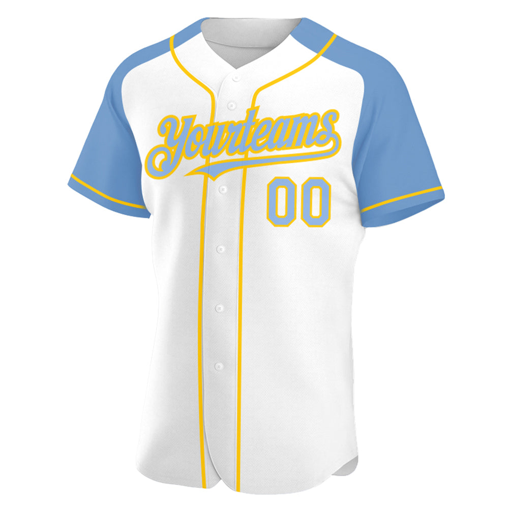 Cheap Custom White Light Blue Pinstripe Light Blue-Yellow Authentic  Baseball Jersey Free Shipping – CustomJerseysPro