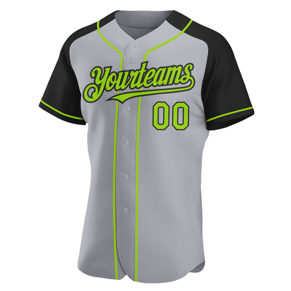 Custom Gray Neon Green-Black Authentic Baseball Jersey