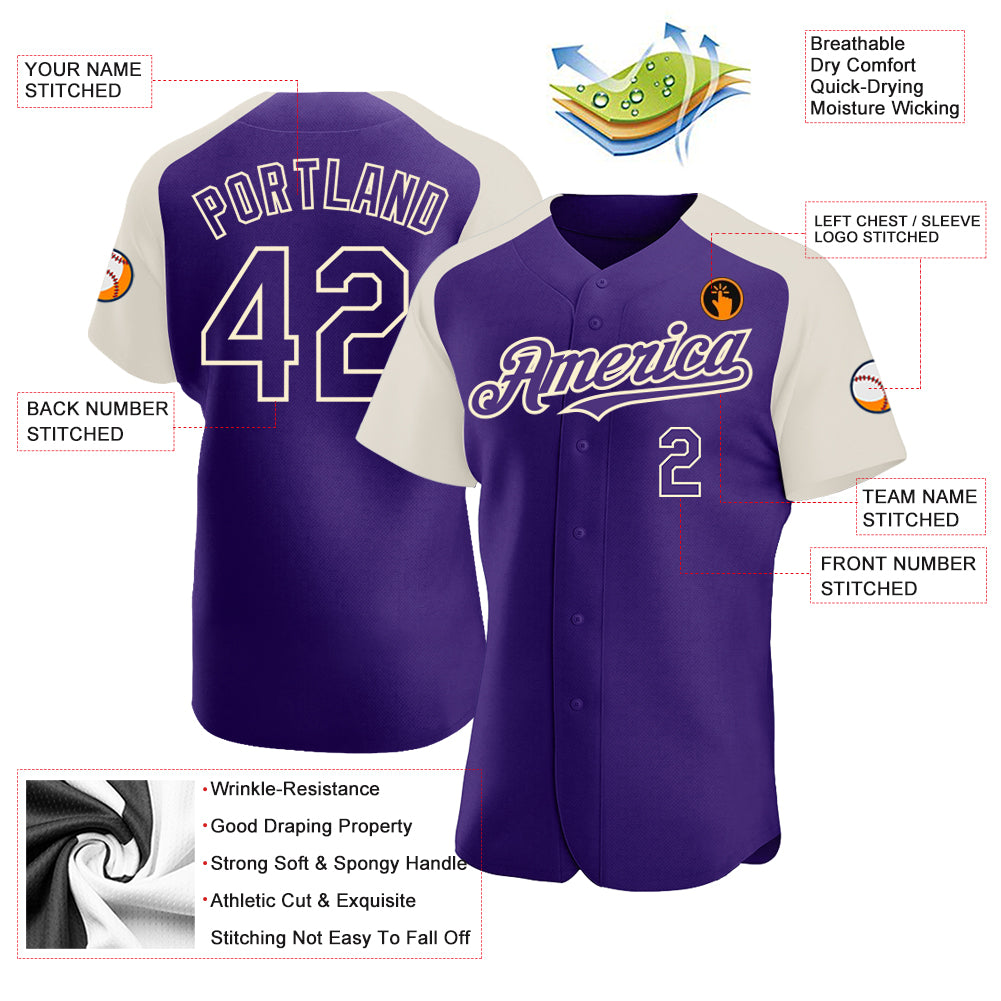 Custom Purple Cream Authentic Baseball Jersey Discount