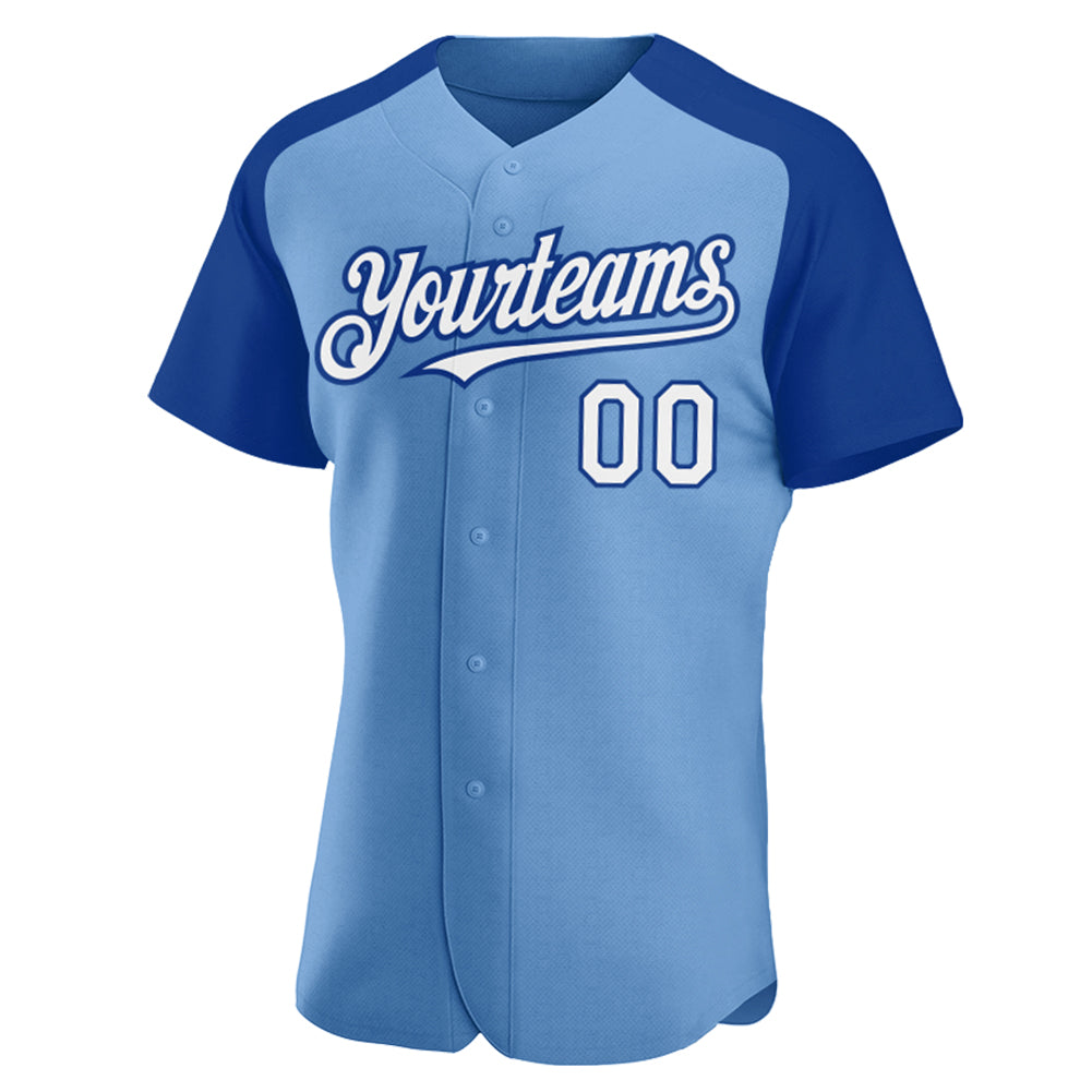 Cheap Custom White Light Blue Pinstripe Light Blue-Red Authentic Raglan  Sleeves Baseball Jersey Free Shipping – CustomJerseysPro