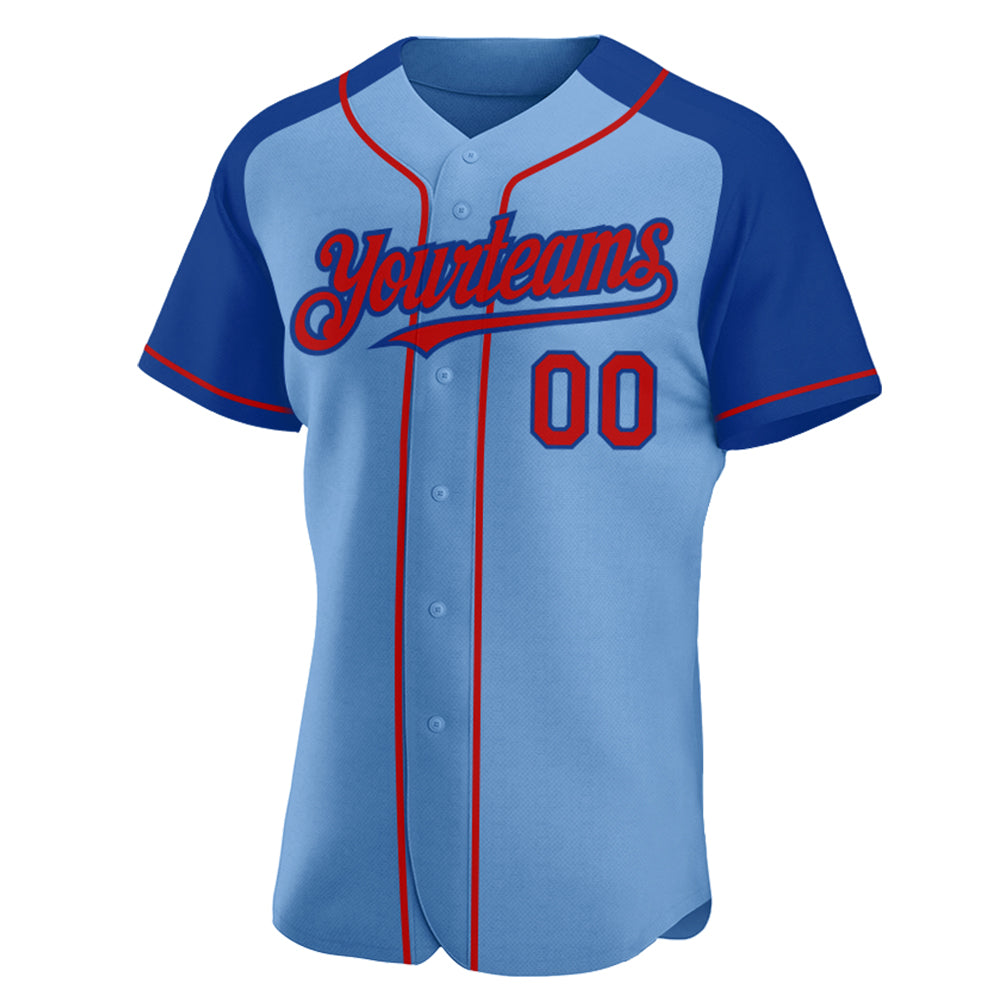 Cheap Custom Light Blue Red-Royal Authentic Raglan Sleeves Baseball Jersey  Free Shipping – CustomJerseysPro