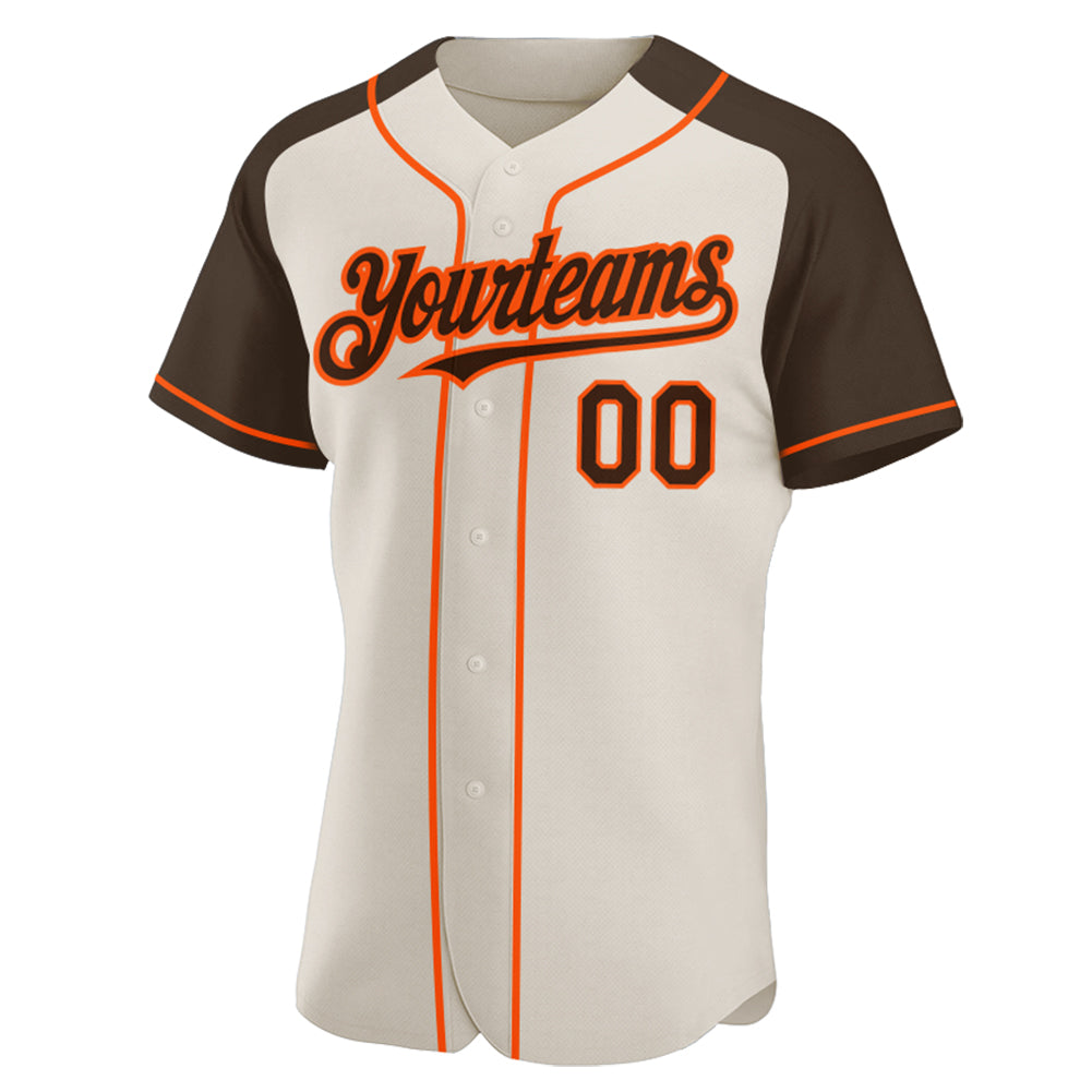 Custom Cream Black-Orange Baseball Jersey