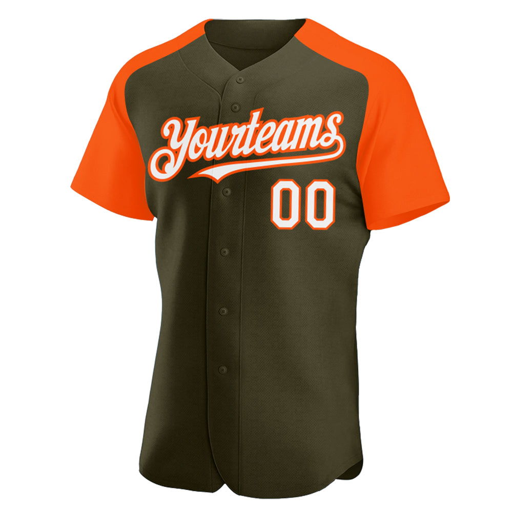 Cheap Custom White Green Pinstripe Orange-Green Authentic Raglan