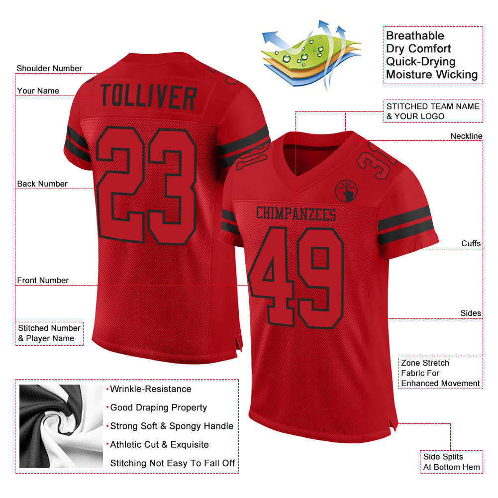 Cheap Custom Black White-Red Mesh Authentic Football Jersey Free Shipping –  CustomJerseysPro