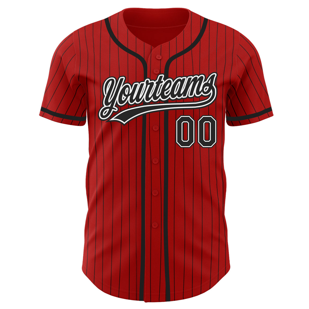 Cheap Custom Red Black Strip Black-White Authentic Baseball Jersey