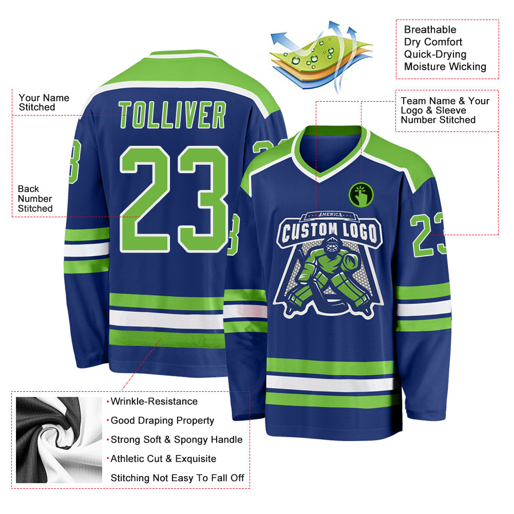 Custom Hockey Jerseys with The Johnny Canuck Twill Logo Youth Small / (Just Number) / Blue