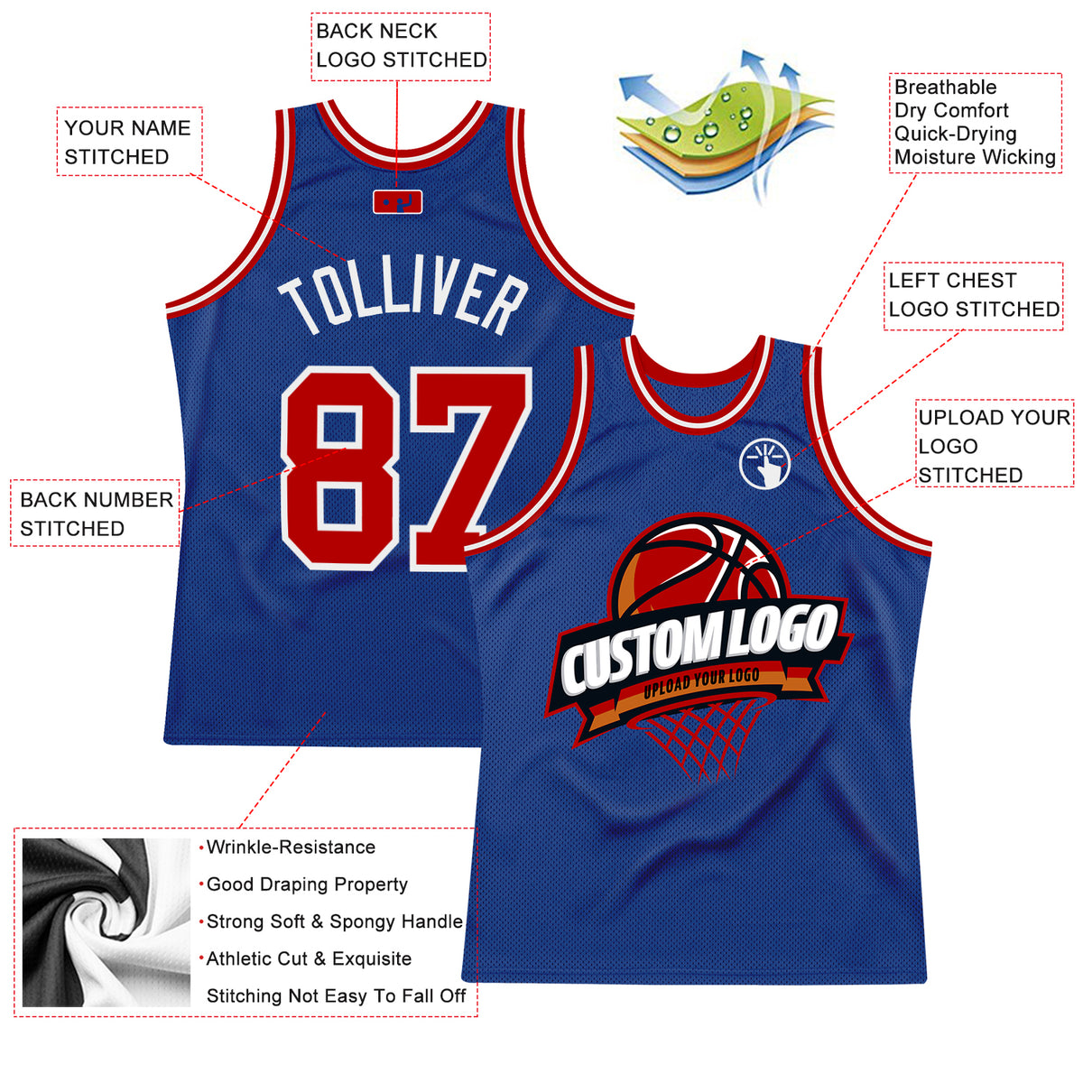 Sublimated Basketball Jersey Detroit style