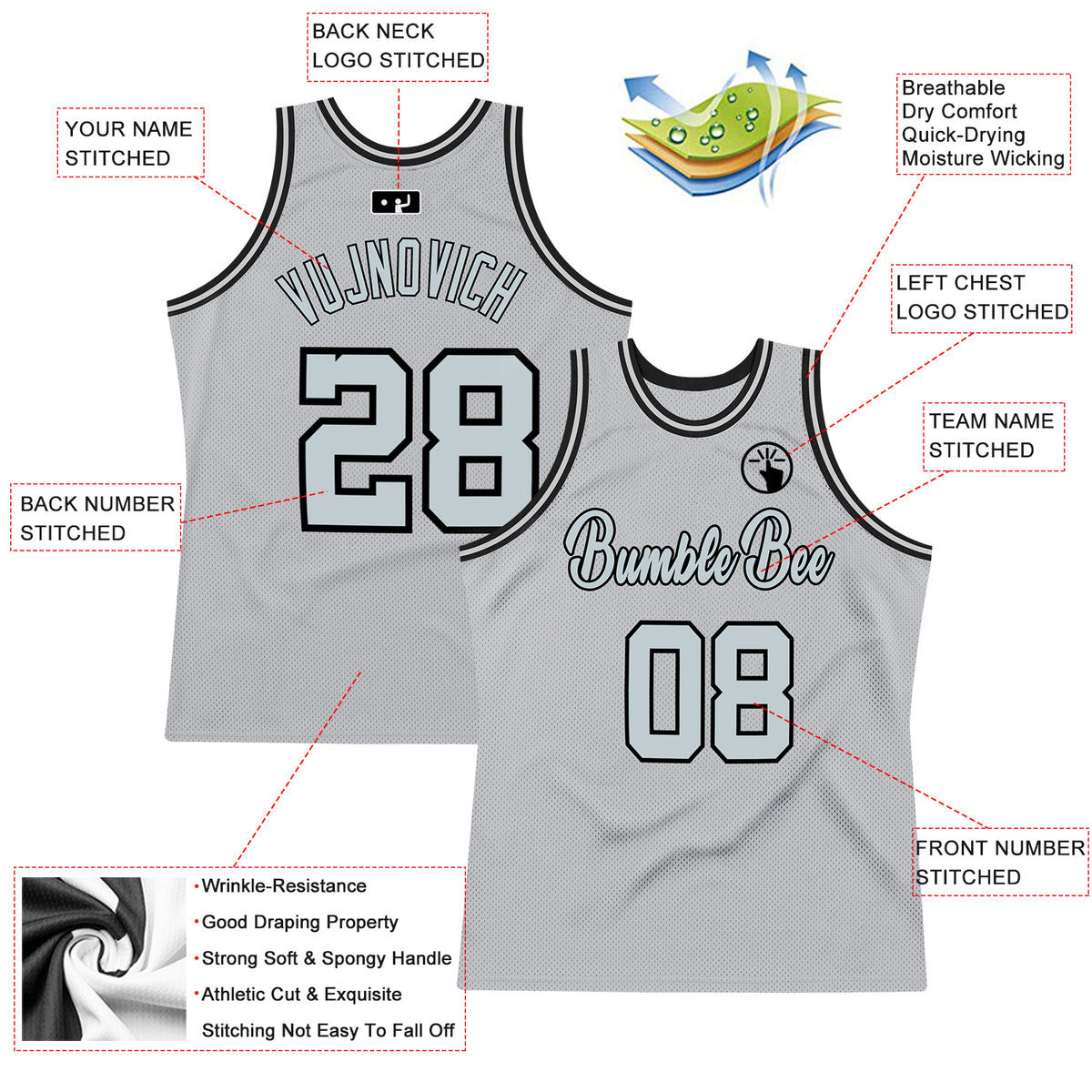 Sale Build Black Basketball Blue Rib-Knit Jersey White – CustomJerseysPro