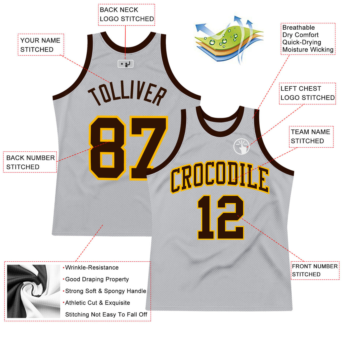 Cheap Custom Gray Brown-Gold Authentic Throwback Basketball Jersey Free  Shipping – CustomJerseysPro