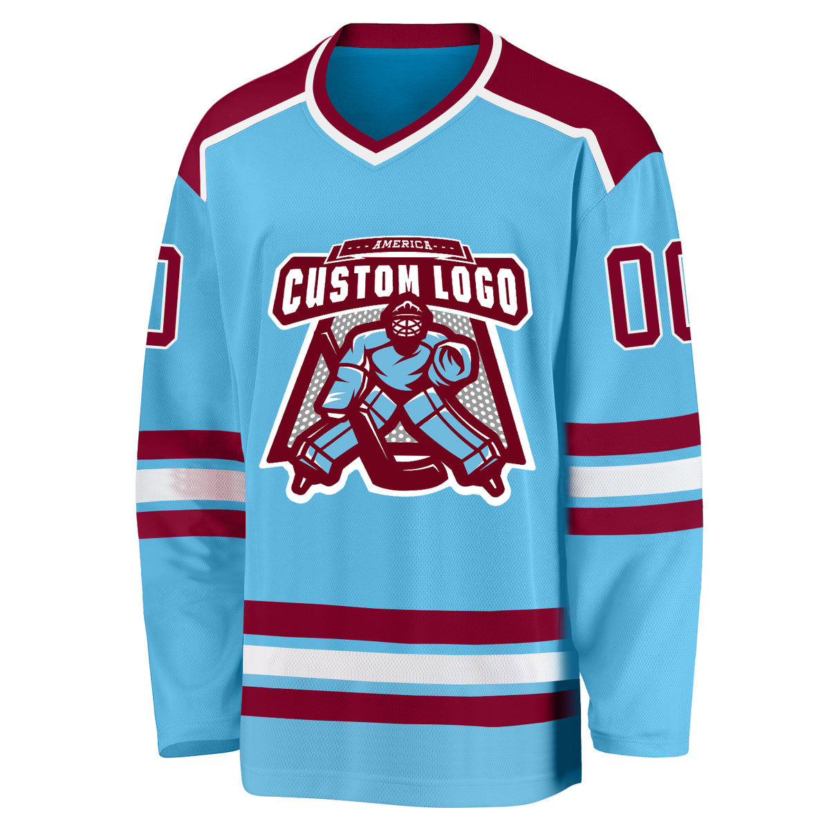 Custom Light Blue White-Red Hockey Jersey Women's Size:S