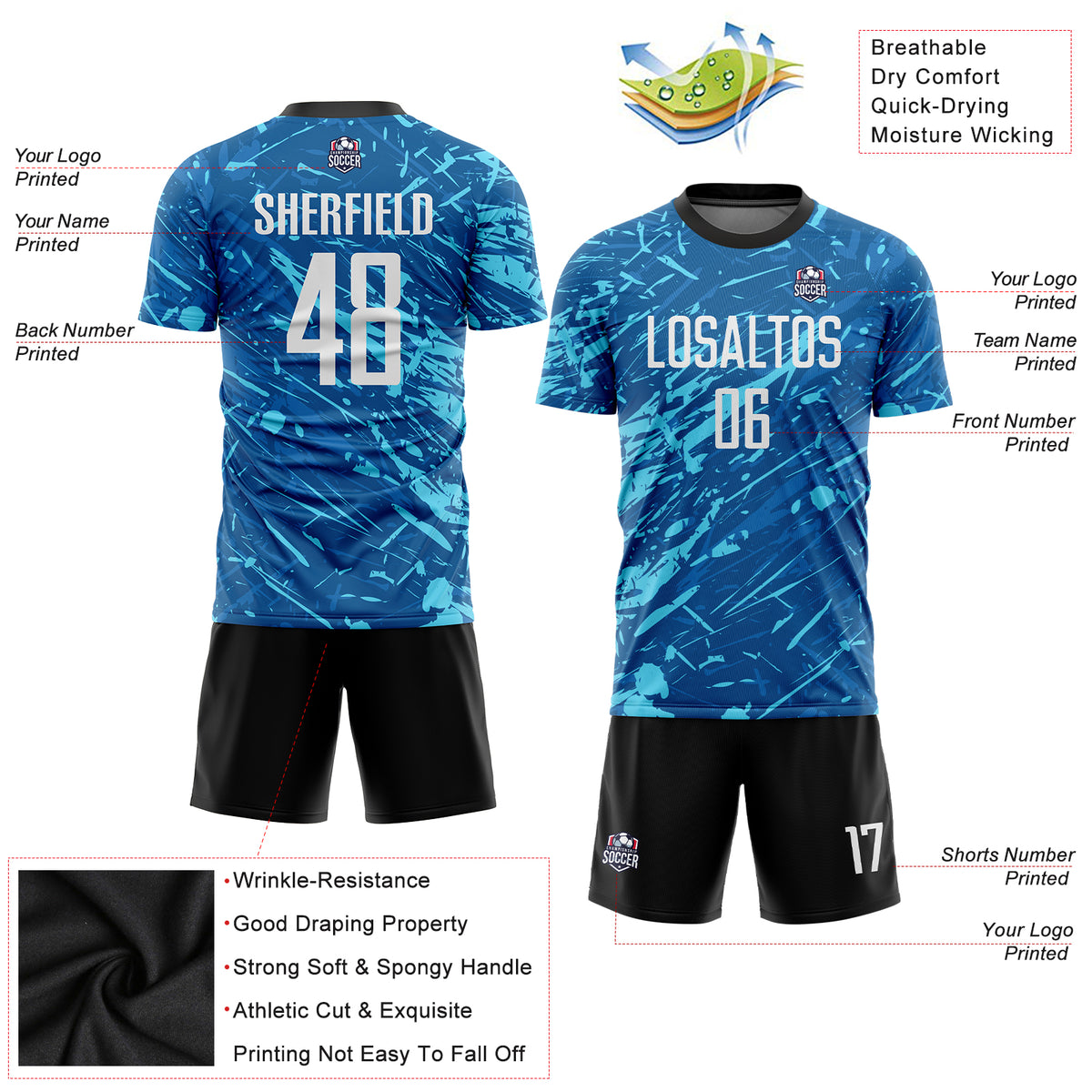 Cheap Custom Light Blue Pink-White Sublimation Soccer Uniform Jersey Free  Shipping – CustomJerseysPro