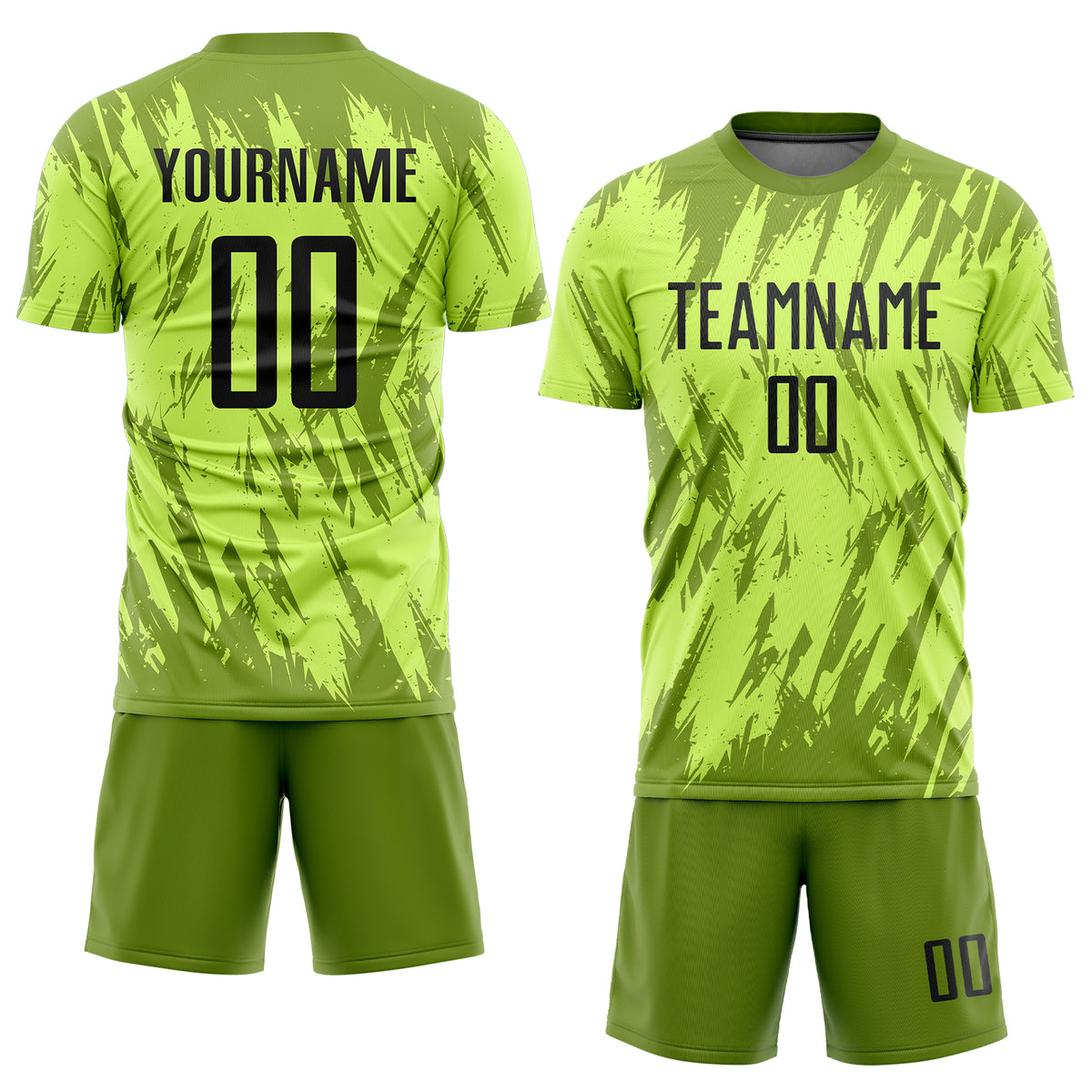 Custom Neon Green Black Sublimation Soccer Uniform Jersey