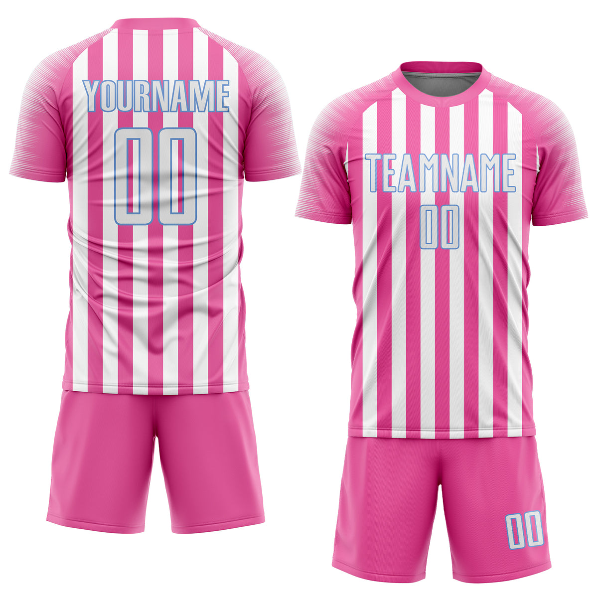 Cheap Custom Light Blue Pink-White Sublimation Soccer Uniform Jersey Free  Shipping – CustomJerseysPro