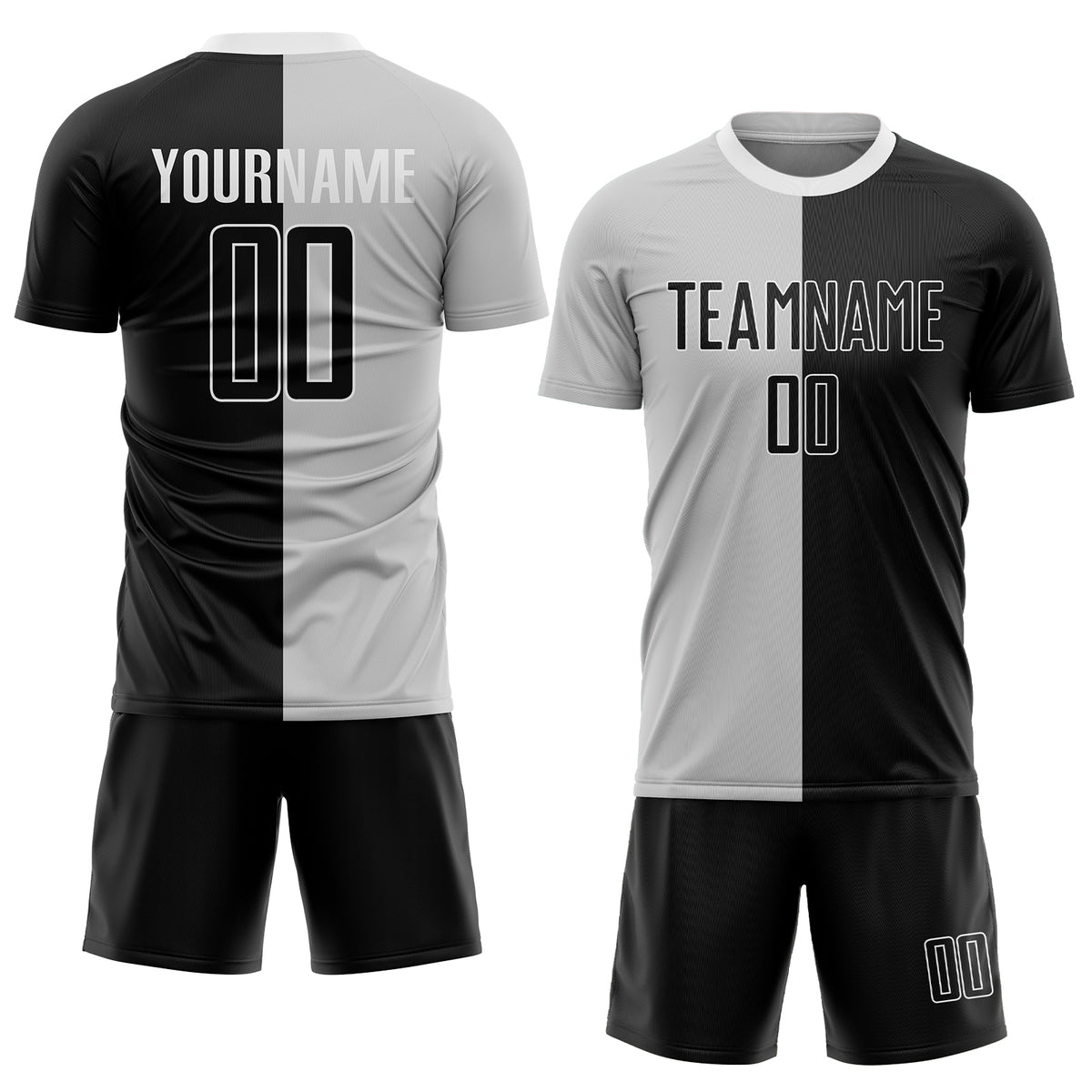 Custom Gray Light Blue-White Sublimation Split Fashion Soccer Uniform Jersey