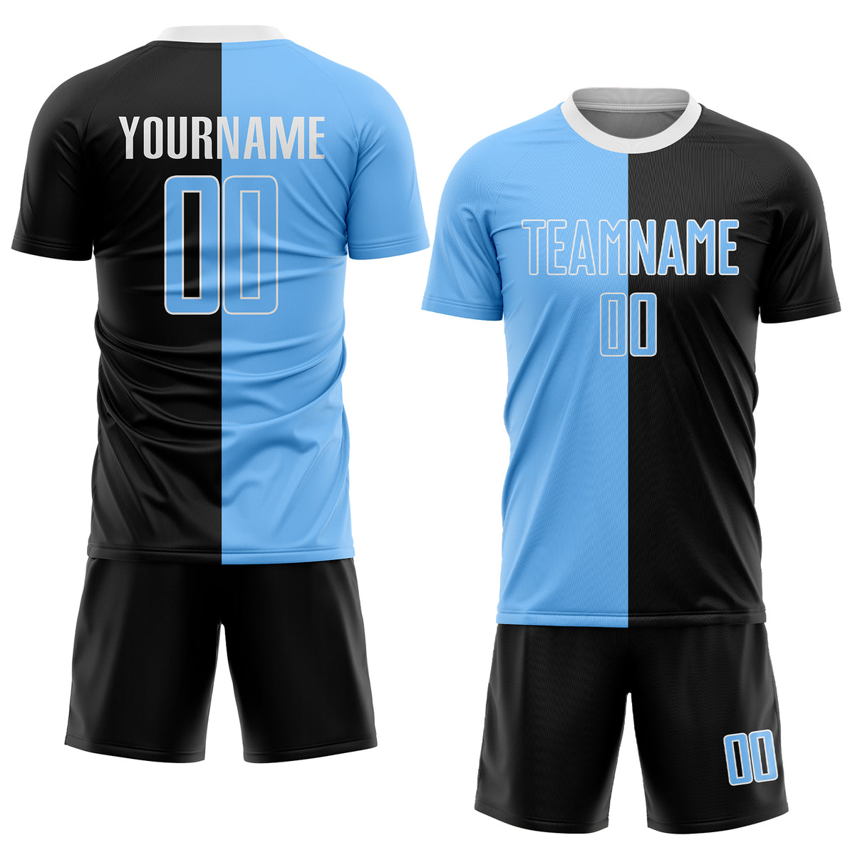 Custom Sky Blue Lakes Blue-White Sublimation Soccer Uniform Jersey