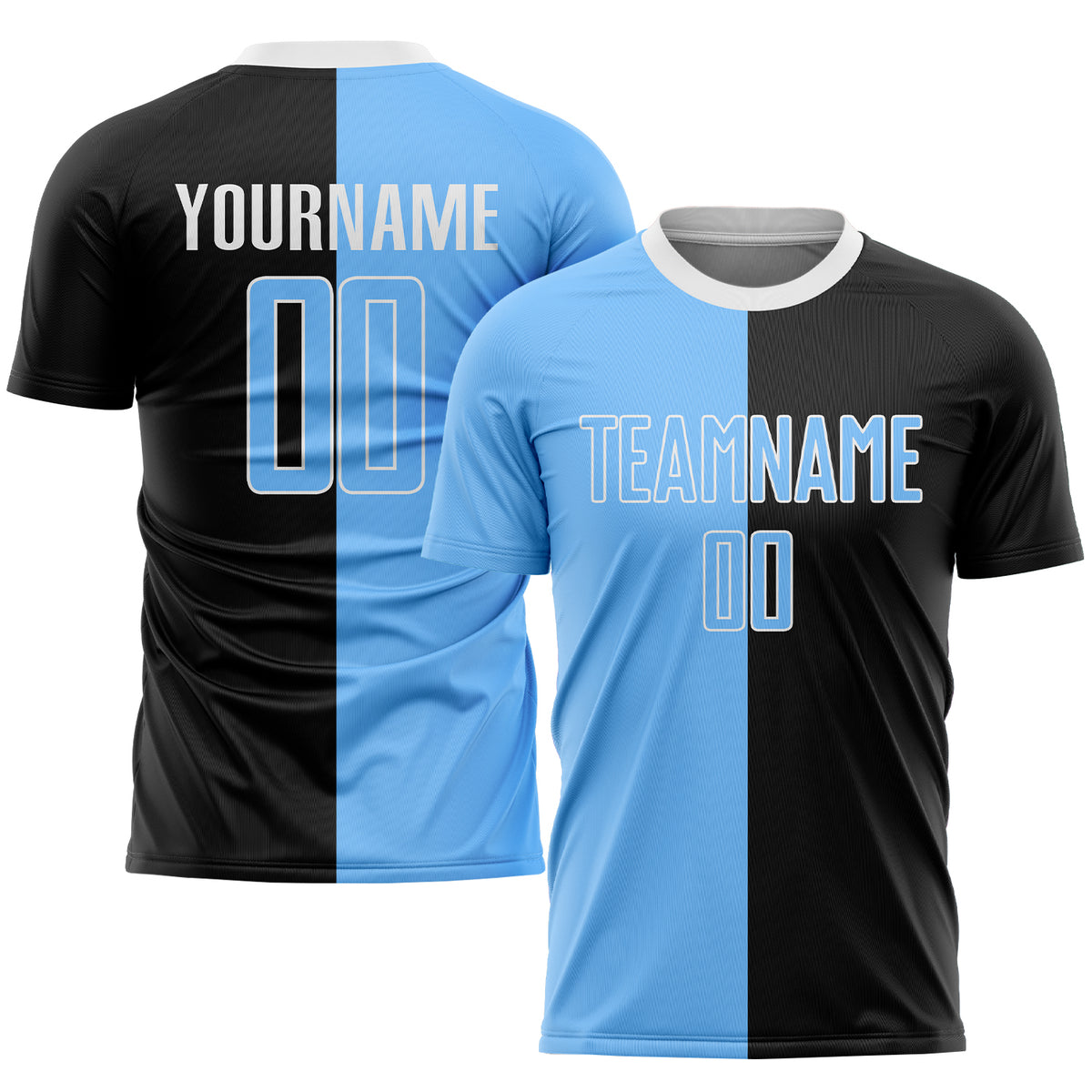 Cheap Custom Light Blue Black Sublimation Soccer Uniform Jersey Free  Shipping – CustomJerseysPro