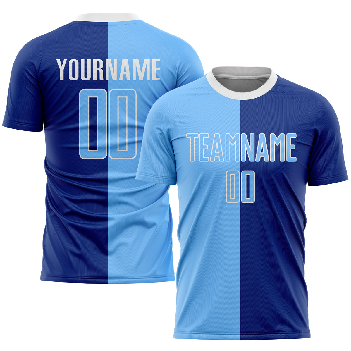 Custom Royal Light Blue-Gold Sublimation Split Fashion Soccer