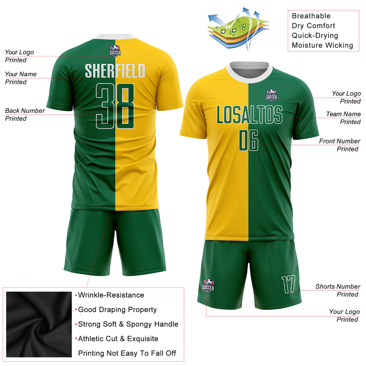 Coolest Soccer Jerseys - Green/White Flexible, Cheap, Durable