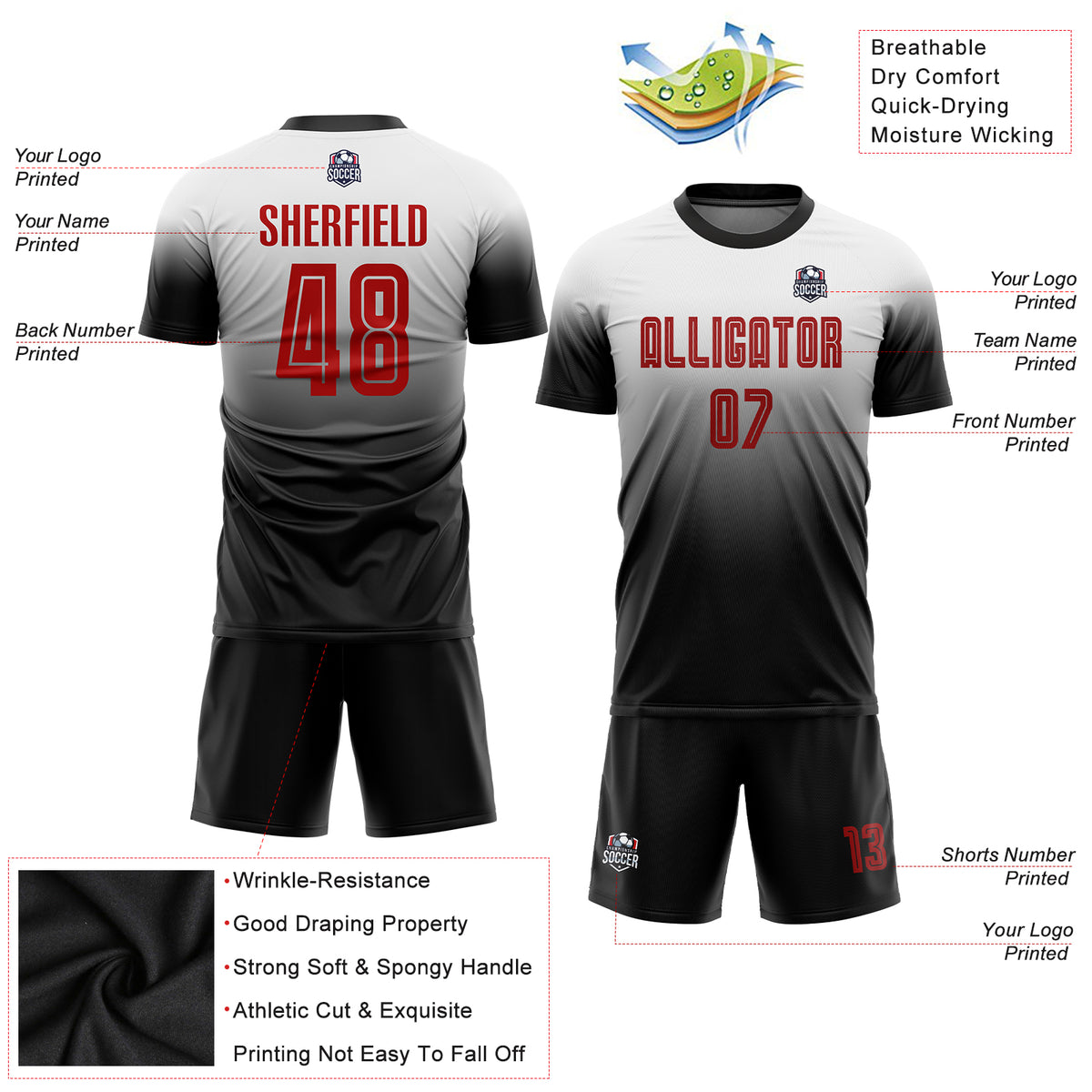 Soccer Uniforms for Team Package - Red/White Cheap Soccer Uniforms