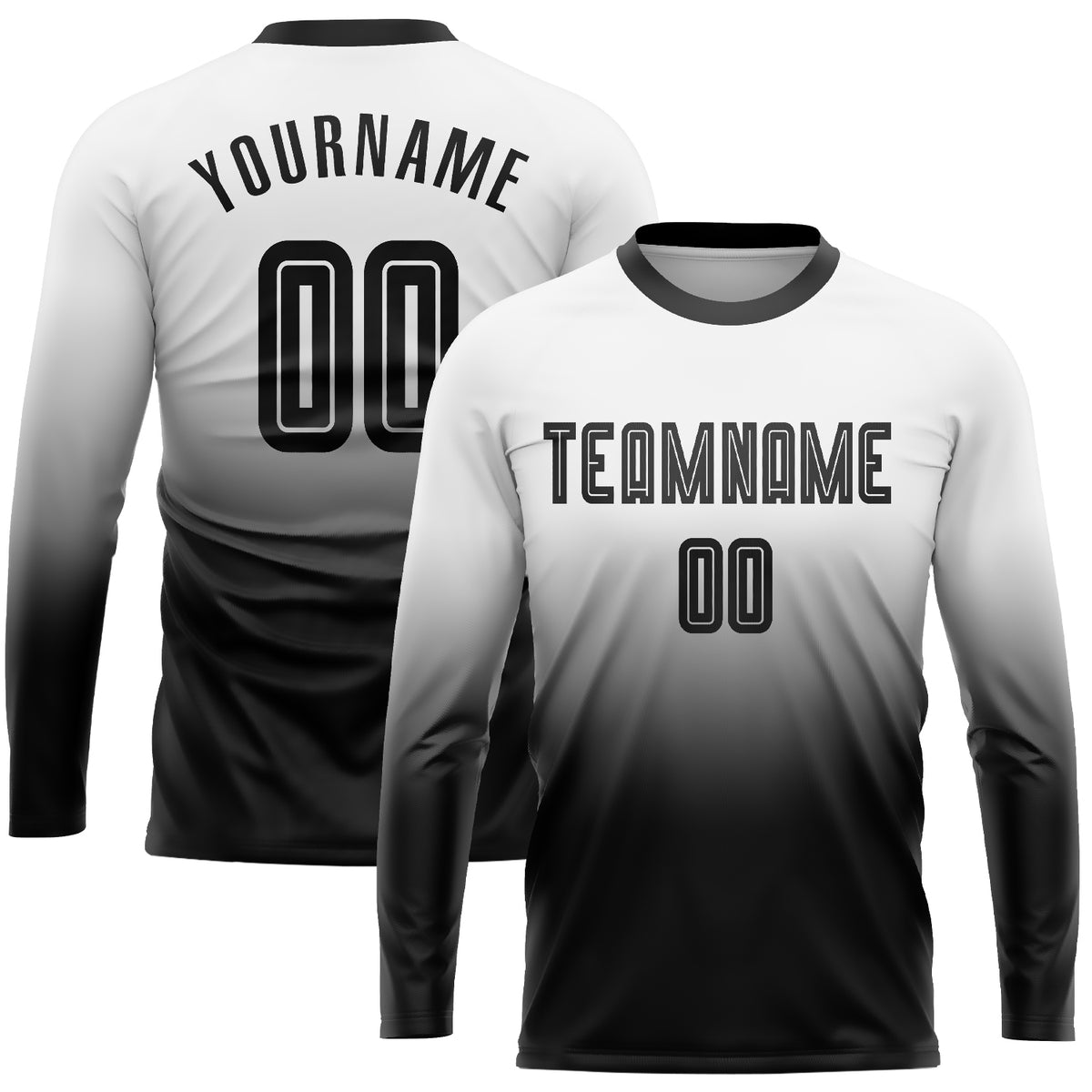 Cheap Custom Orange White-Black Sublimation Long Sleeve Fade