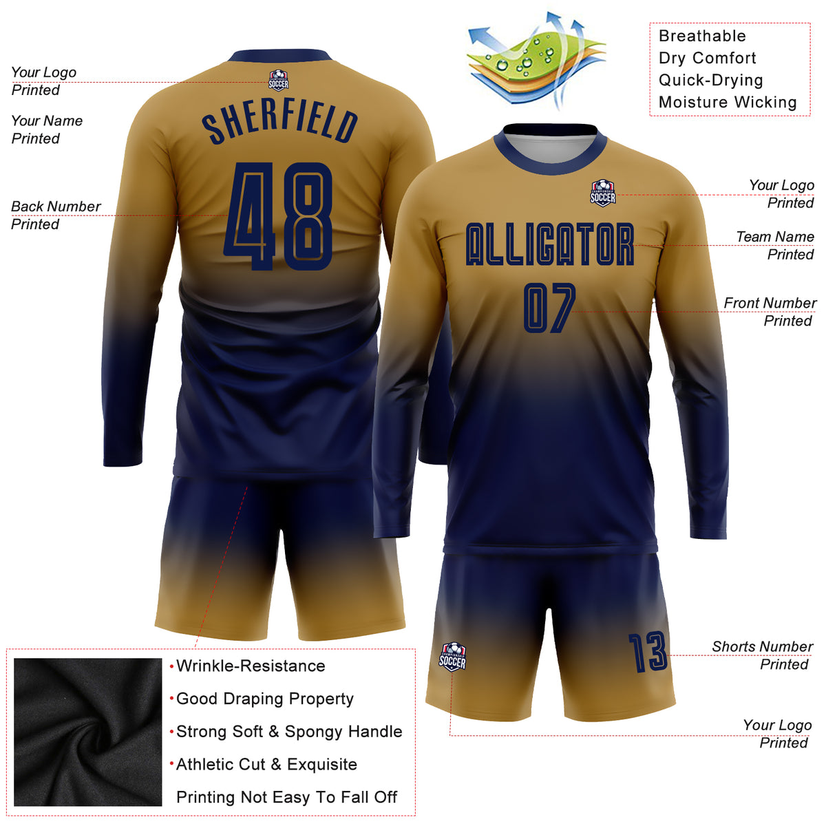 Navy Blue Soccer Jersey | Men Football Clothes