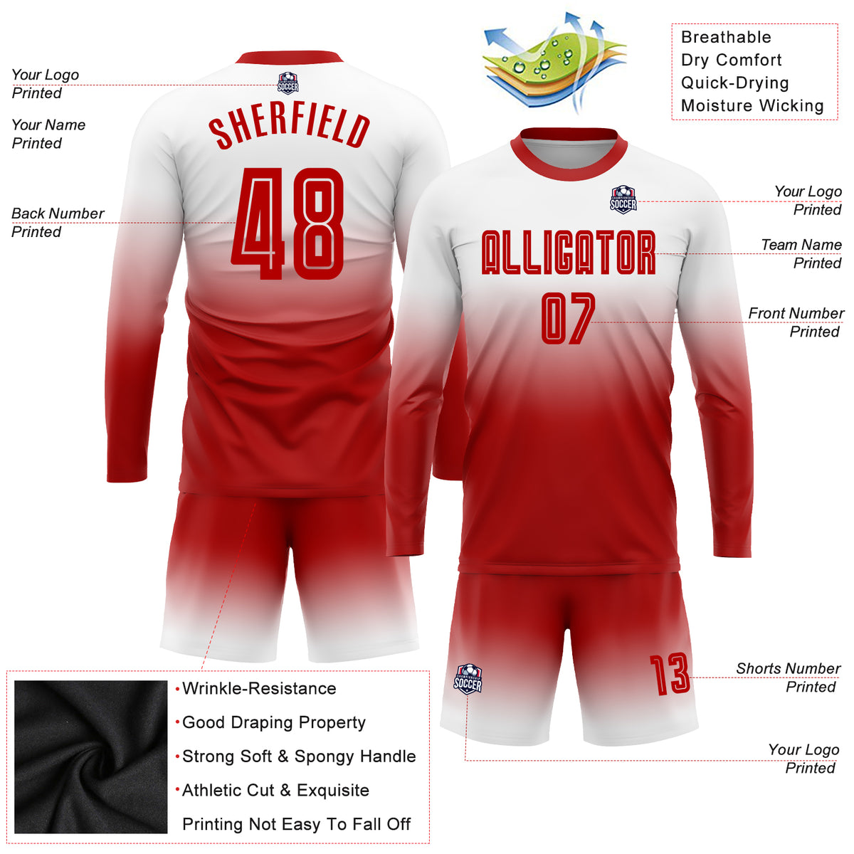 Red Polyester Half Sleeves Cheap Soccer Jerseys