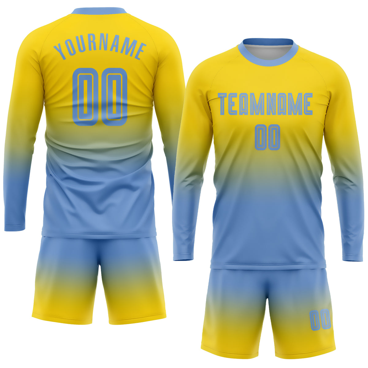 Custom Gold Royal-Light Blue Away Sublimation Soccer Uniform Jersey Free  Shipping – Fiitg