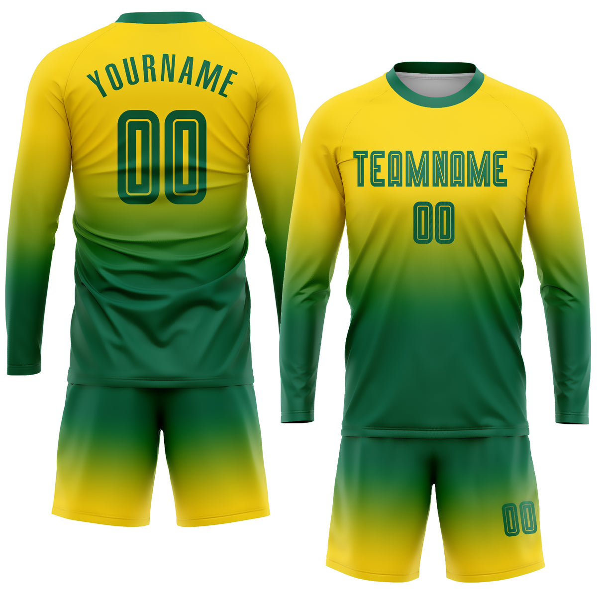 Custom Neon Green Green-Gold Sublimation Soccer Uniform Jersey Discount