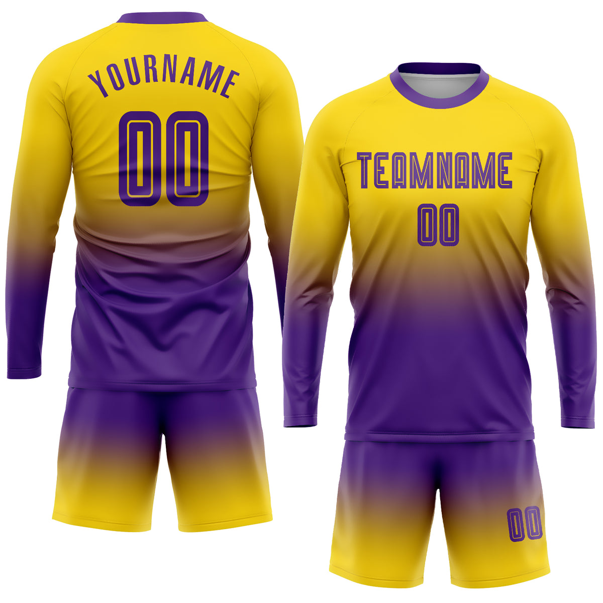 Custom White Gold-Purple Sublimation Soccer Uniform Jersey Fast