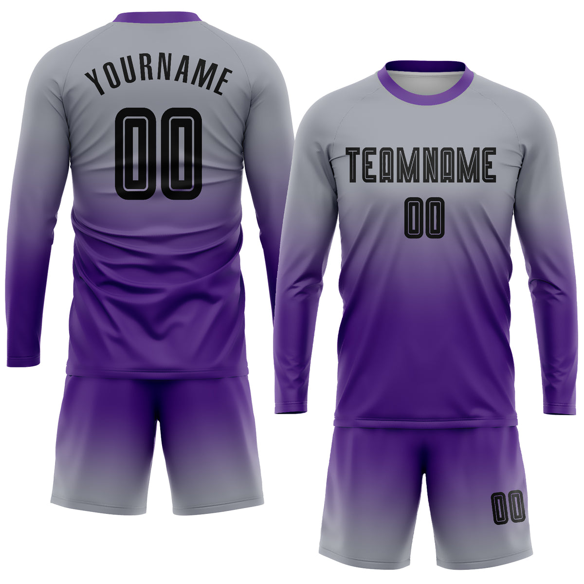 Custom Black Purple Sublimation Soccer Uniform Jersey Youth Size:140