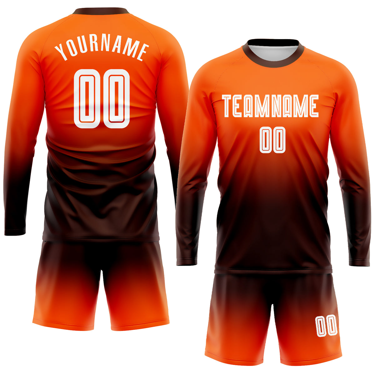 Custom Orange White-Black Sublimation Fade Fashion Soccer Uniform