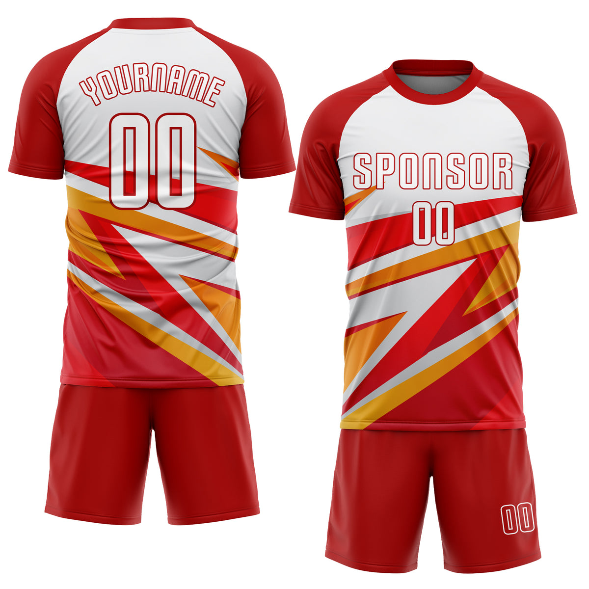 Cheap Custom White Red-Gold Sublimation Split Fashion Soccer