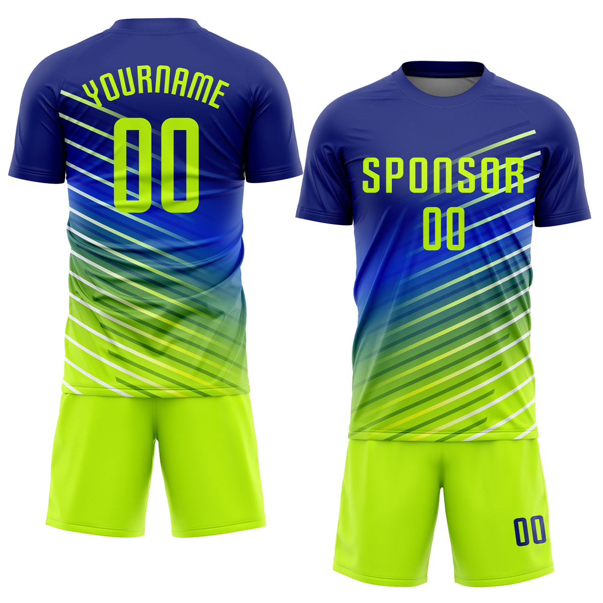 Cheap Custom Royal White-Neon Green Sublimation Soccer Uniform Jersey Free  Shipping – CustomJerseysPro