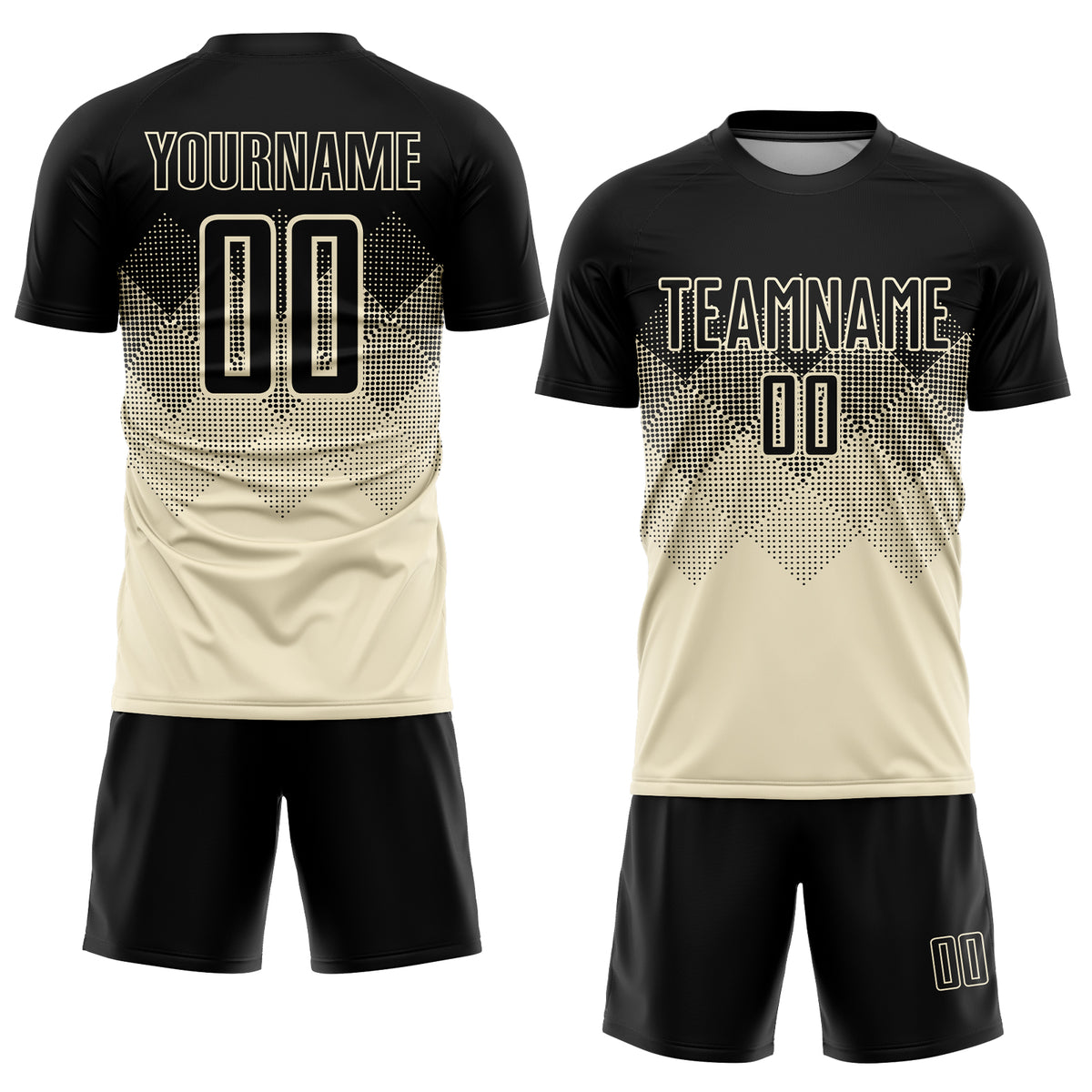 Custom Cream Black Sublimation Fade Fashion Soccer Uniform Jersey Discount