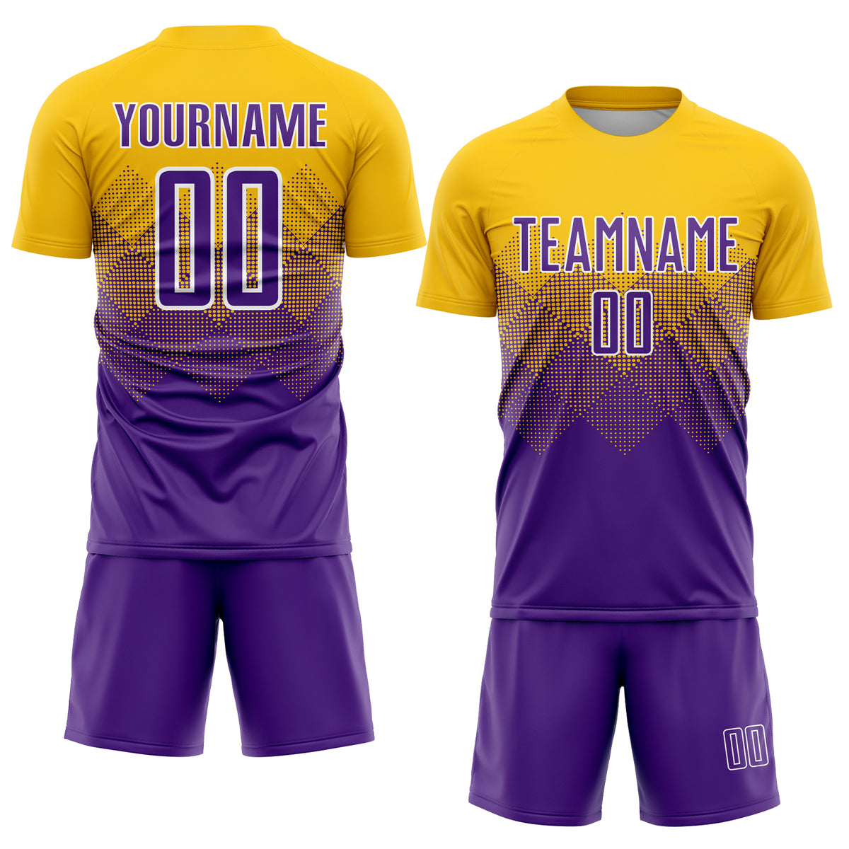 Custom White Gold-Purple Sublimation Soccer Uniform Jersey Fast Shipping –  FiitgCustom