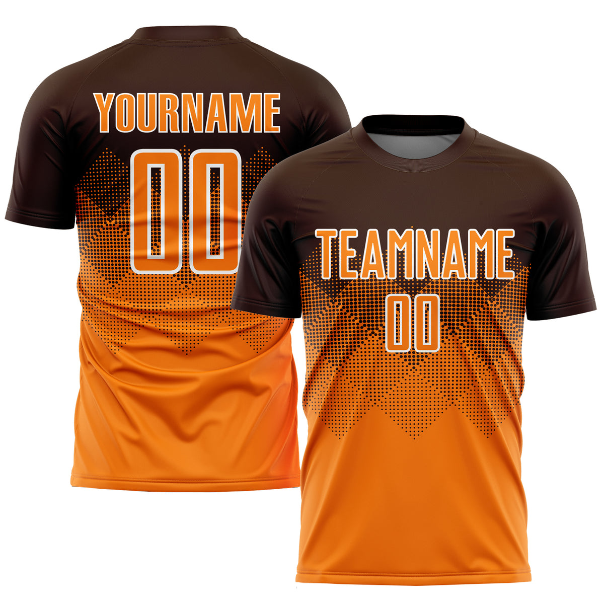 Cheap Custom Orange White-Brown Sublimation Long Sleeve Fade