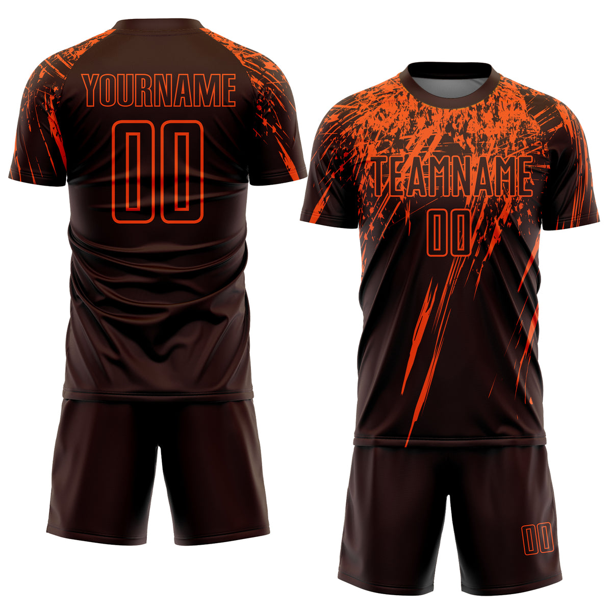 Cheap Custom Brown Orange Sublimation Soccer Uniform Jersey Free