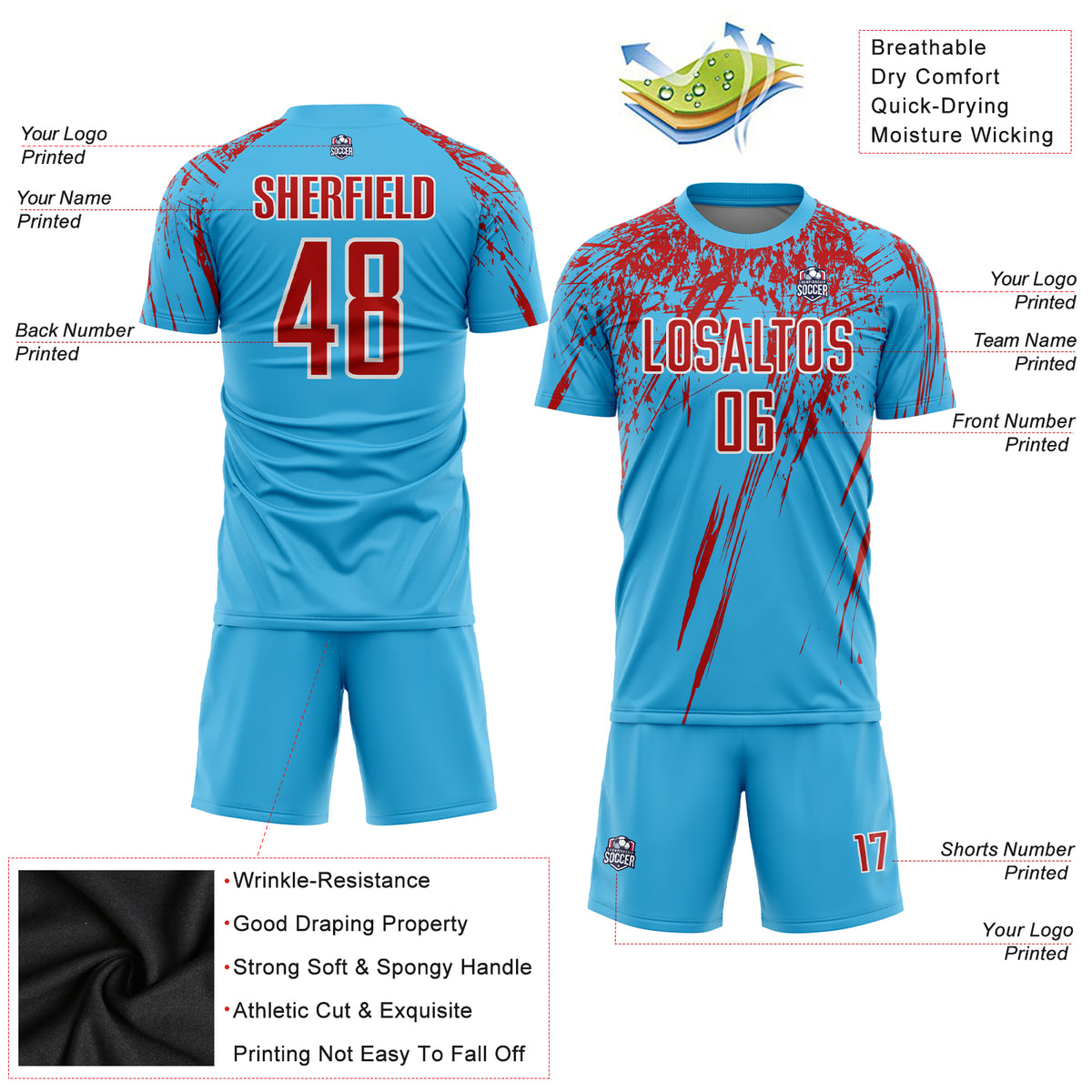 Blue and red - Custom Soccer Jerseys Kit Sublimated Design