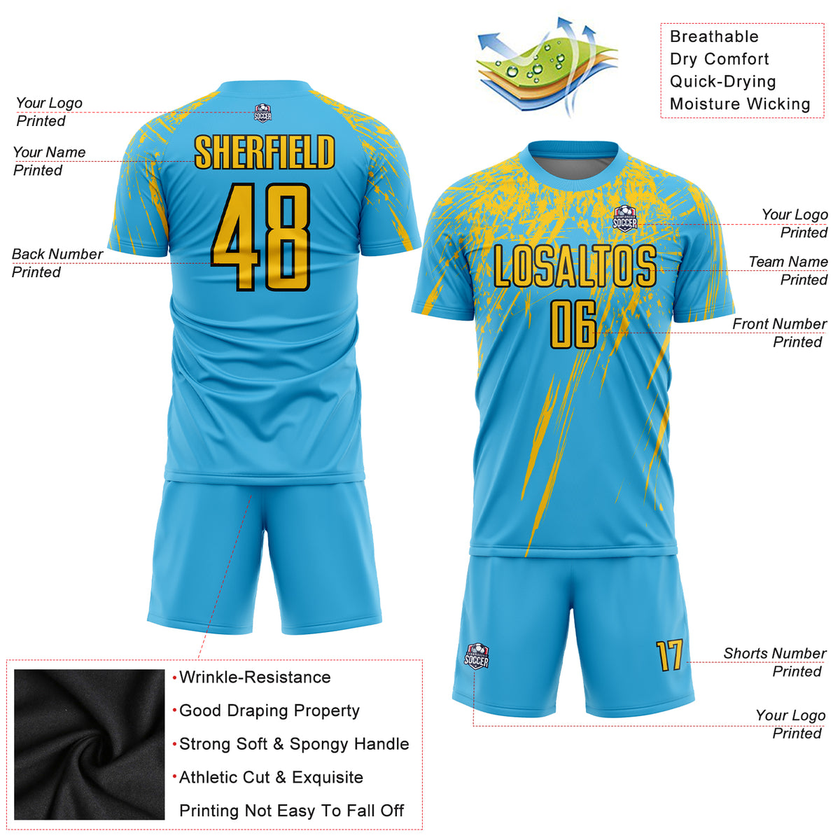 Blue Yellow Sublimation Sports Jersey